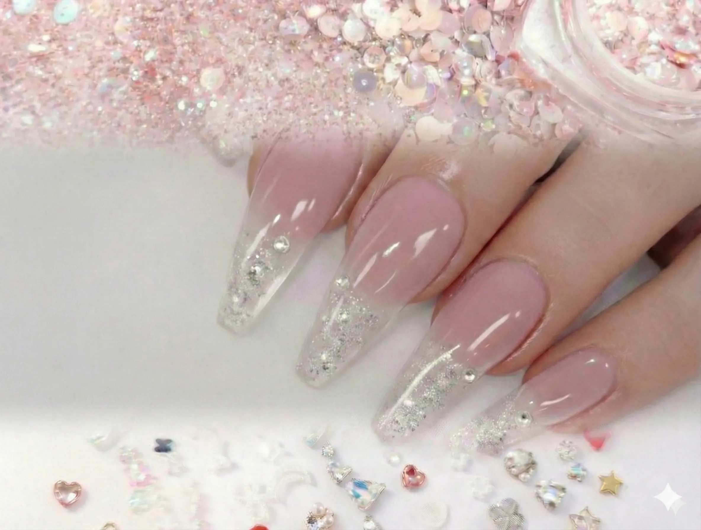 Pink Glitter Nail Art